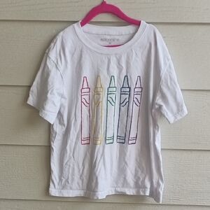 Girls M8/10-Kids White Crayon Graphic T-Shirt- Mustard & Ketchup Kids